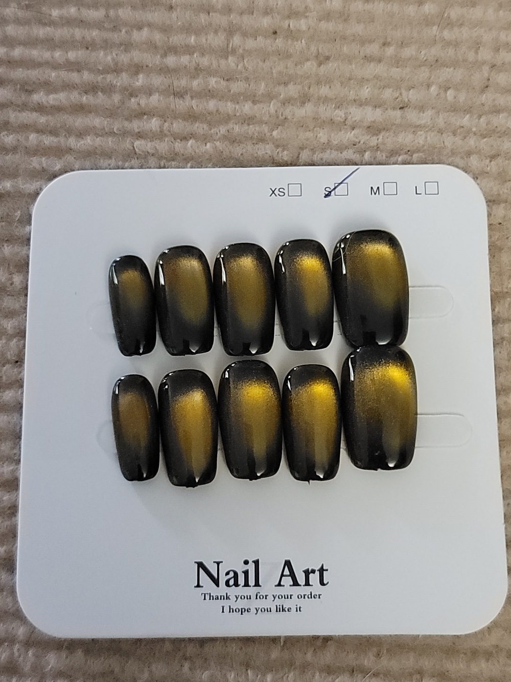 Nail Art Gold & Black Ombre Press-On Nails - Women Makeup Press-On Nails